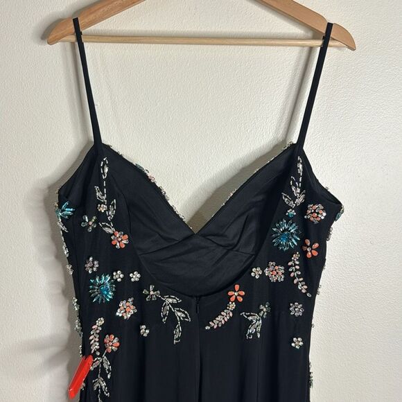 Mac Duggal MULTI COLOR embellished BEADED FLORAL CAMI GOWN black size 10 42006 - Picture 11 of 14